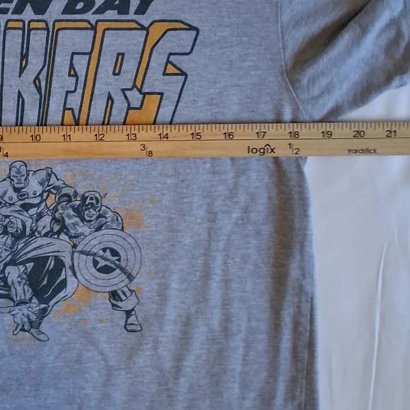 Junk Food Clothing Gray Green Bay Packers/ Marvel Graphic Tee. Size:M - Picture 6 of 7